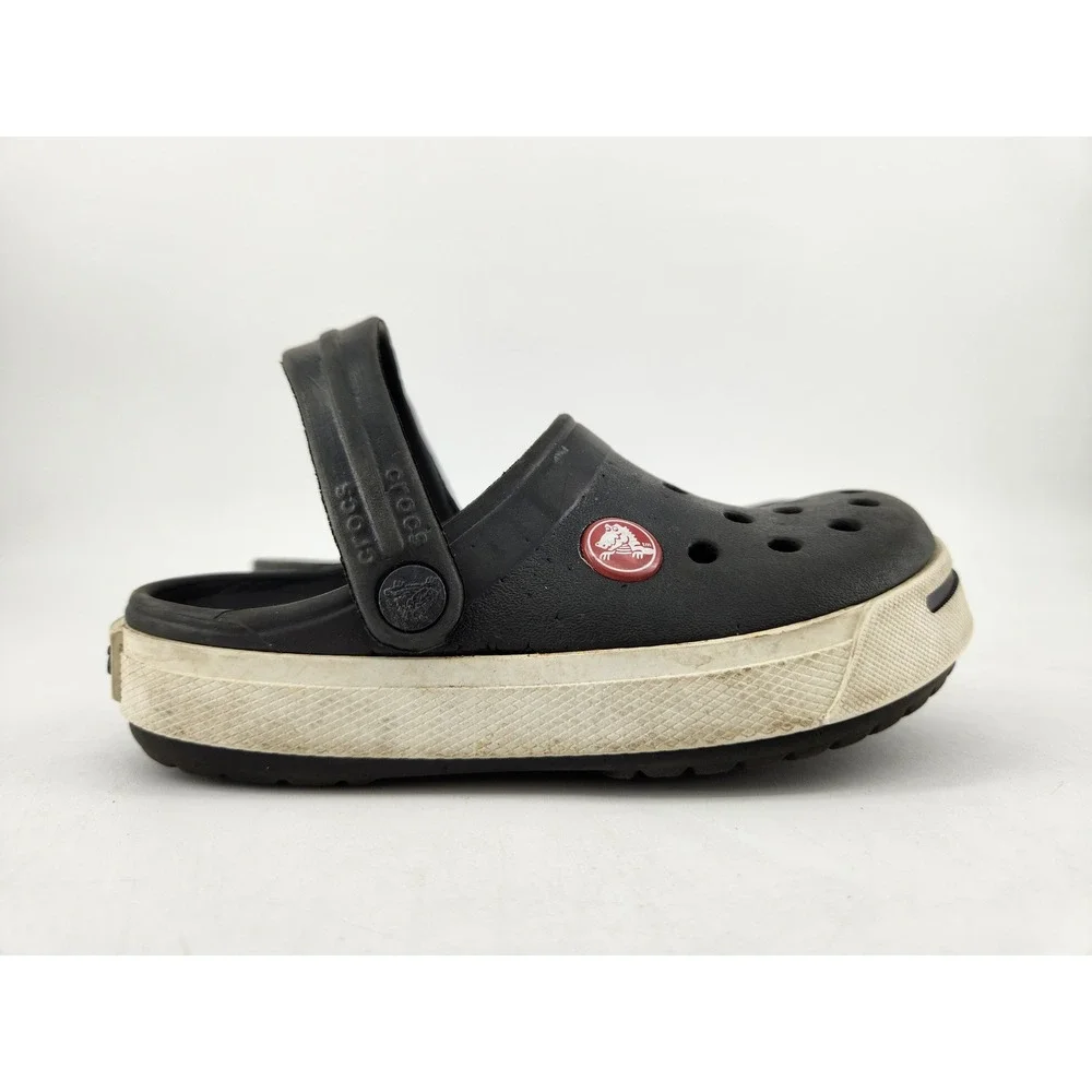 Crocs Crocband II Clogs Kids‎ Size C10/11 Black White Slip On Sandals 11990